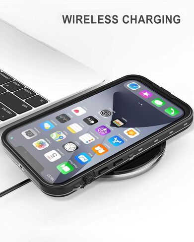 حافظة مقاومة للماء بتصميم لهاتف iPhone 12 Pro Max مقاس 6.7 بوصات، حافظة مقاومة للصدمات لكامل الجسم لهاتف iPhone 12 Pro Max مع واقي شاشة، غطاء هاتف مقاوم للغبار لهاتف iPhone 12 Pro Max (أسود) in Saudi Arabia