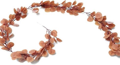 إكليل الأوكالبتوس الاصطناعي من يارنو، أوراق الأوكالبتوس الصناعية، نبات إكليل الكرمة لتزيين خلفية الزفاف (بني فاتح) in Kuwait