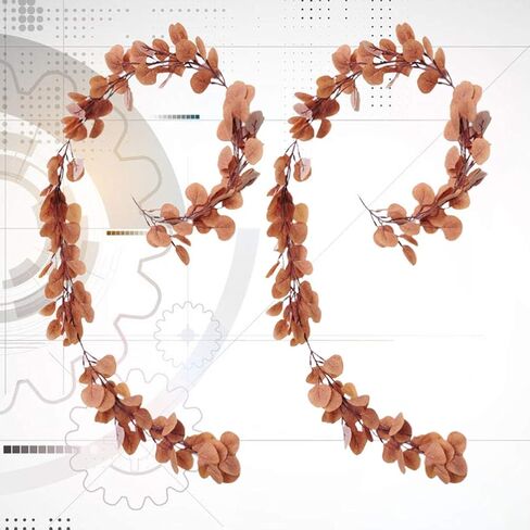 إكليل الأوكالبتوس الاصطناعي من يارنو، أوراق الأوكالبتوس الصناعية، نبات إكليل الكرمة لتزيين خلفية الزفاف (بني فاتح) in Kuwait