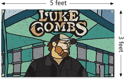 Generic Rural Male Singer Animation Luke Album Cover Music Tapestries 3×5FT Bedroom Studio Bar Wall Musical Club in Saudi Arabia