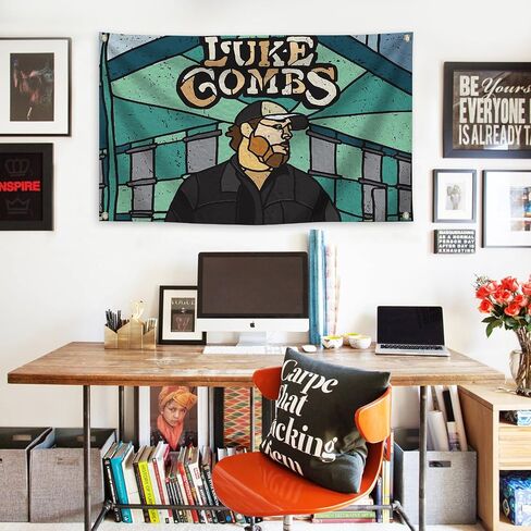 Generic Rural Male Singer Animation Luke Album Cover Music Tapestries 3×5FT Bedroom Studio Bar Wall Musical Club in Saudi Arabia