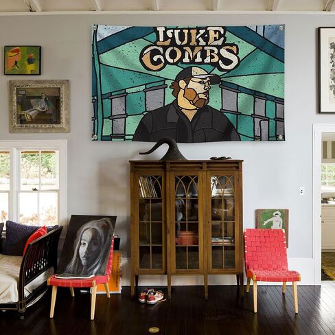 Generic Rural Male Singer Animation Luke Album Cover Music Tapestries 3×5FT Bedroom Studio Bar Wall Musical Club in Saudi Arabia