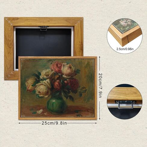 Vintage Floral Framed Canvas Wall Art for Bedroom Living Room Wall Decor, Roses in Vase Painting Framed Picture Art Prints, 8x10 Inch in Saudi Arabia