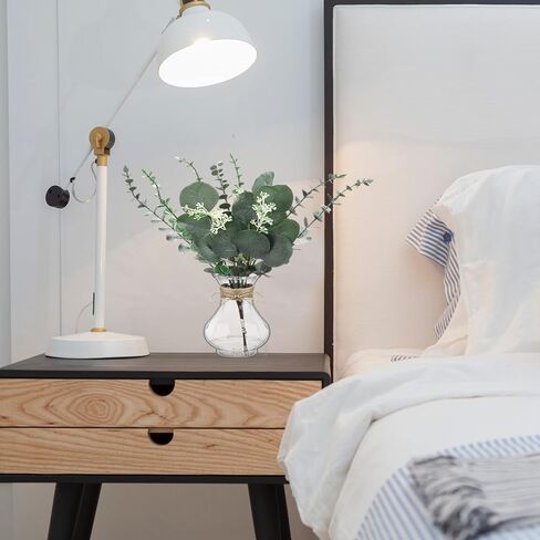 Bokon 9 حزمة المزهريات زهرة لباقة فو وهمية الزهور الأوكالبتوس في مزهرية مع الحبال للزينة الجدول المركزية الزفاف مزرعة مكتب المطبخ ديكور المنزل ريفي in Kuwait