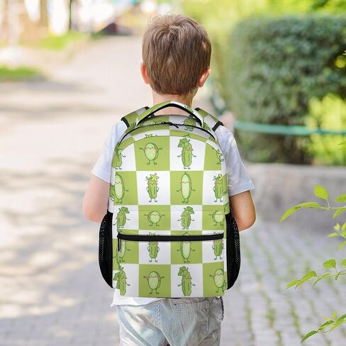 Pickle School Backpack for Boys Girls, 16 Inch Green Backpacks for Kids 6-12 Years, Lightweight Cartoon Bookbag for Elementary in Kuwait