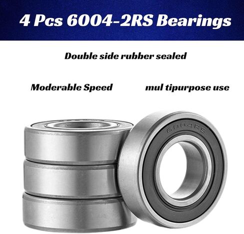6004-2RS محمل 20 × 42 × 12 مم محامل كروية محكمة الغلق ABEC1 محامل كروية ذات أخدود عميق مشحمة مسبقًا للمحركات وآلات الحدائق وما إلى ذلك (عبوة من 4 قطع) in Kuwait