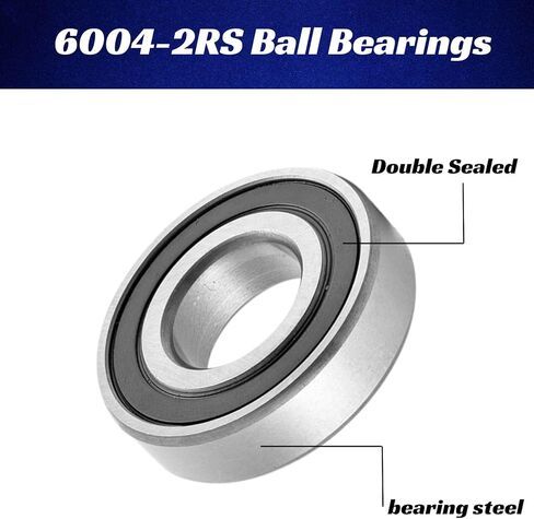 6004-2RS محمل 20 × 42 × 12 مم محامل كروية محكمة الغلق ABEC1 محامل كروية ذات أخدود عميق مشحمة مسبقًا للمحركات وآلات الحدائق وما إلى ذلك (عبوة من 4 قطع) in Kuwait