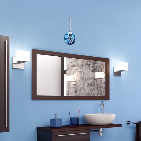 ديكور جدار منزلي من الزجاج الأزرق من همسة مع تميمة عين شريرة للحماية، وبركات وفيرة، وصحة جيدة وازدهار - تأتي في صندوق هدايا للتدفئة بالمنزل الجديد، والمضيفة in Kuwait