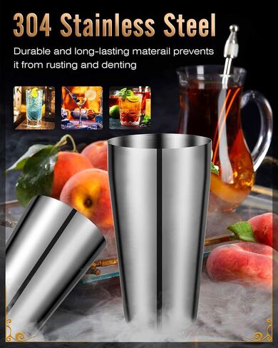 Cocktail Shakers Set Complete 24-Piece Bartender Kit Silver with Bar Tool Stand and Barware Tools Set for Home Bartending: Includes Boston Shaker, Jigger, Strainer, Mixer Spoon, Muddler, and More in Saudi Arabia