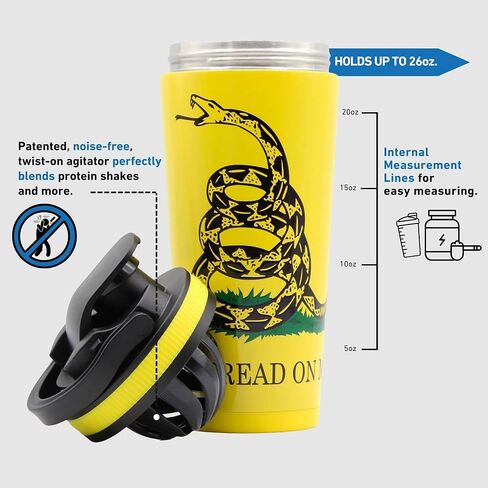 Ice Shaker 26oz Protein Shaker Bottle, Stainless-Steel Water Bottle & Protein Shaker, Reusable & Insulated Shaker Bottle, As Seen on Shark Tank, Don't Tread On Me… in Saudi Arabia