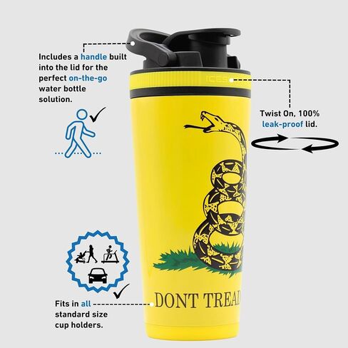 Ice Shaker 26oz Protein Shaker Bottle, Stainless-Steel Water Bottle & Protein Shaker, Reusable & Insulated Shaker Bottle, As Seen on Shark Tank, Don't Tread On Me… in Saudi Arabia