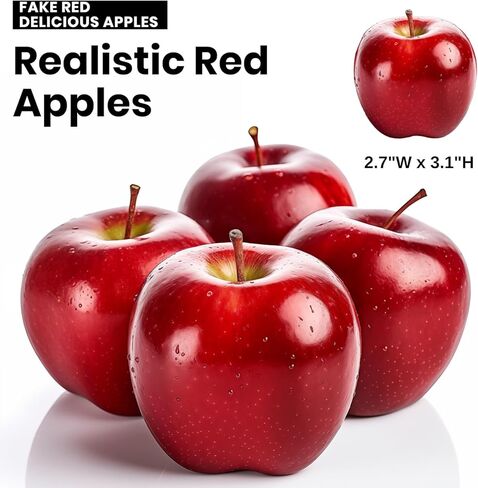 6 Pcs Artificial Apples, Realistic Foam Red Delicious Apples for Home Decor, Lifelike Faux Big Fruit for Christmas, Table Centerpieces, Decoration, Kitchen, Party, Sample Rooms (3.1 inch) in Kuwait