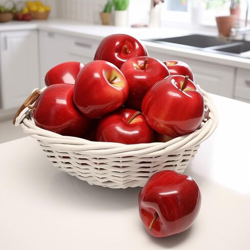 6 Pcs Artificial Apples, Realistic Foam Red Delicious Apples for Home Decor, Lifelike Faux Big Fruit for Christmas, Table Centerpieces, Decoration, Kitchen, Party, Sample Rooms (3.1 inch) in Kuwait
