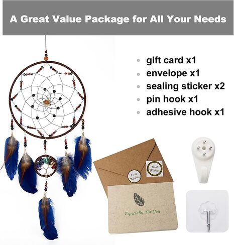 Pink Large Dream Catchers with Chakra Crystals Tree of Life, Handmade Native American Style Dream Catcher for Boys Girls Adults Bedroom Wall Decor in Saudi Arabia