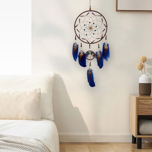Pink Large Dream Catchers with Chakra Crystals Tree of Life, Handmade Native American Style Dream Catcher for Boys Girls Adults Bedroom Wall Decor in Saudi Arabia
