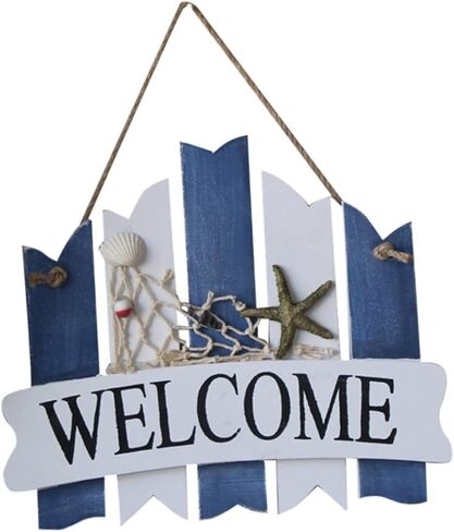 BESPORTBLE Front Door Decor Wreaths for Front Door Home Decoration Front Door Garland House Ornaments Ocean Decor Welcome Sign Board Wooden Welcome Signs Welcome Home Signs Wall Decoration in Saudi Arabia