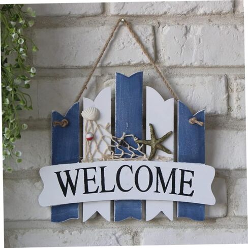 BESPORTBLE Front Door Decor Wreaths for Front Door Home Decoration Front Door Garland House Ornaments Ocean Decor Welcome Sign Board Wooden Welcome Signs Welcome Home Signs Wall Decoration in Saudi Arabia