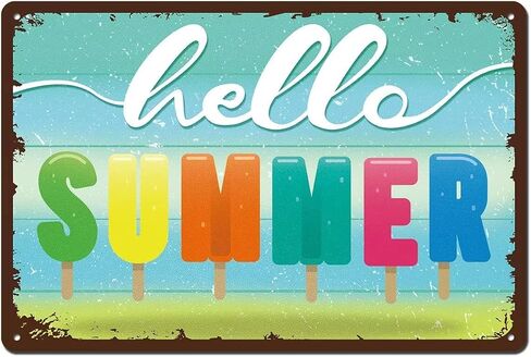 Hello Summer Door Sign Farmhouse Summer Decor Vintage Metal Sign for Home Wall Front Door Decorations 8x12 Inches in Saudi Arabia