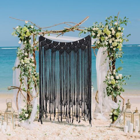 Moslovstar Macrame Wall Hanging Beige Boho Chic Woven Tapestry Tassel Art Wall Decor for Festival Wedding Party Backdrop, 35" W by 45" L in Saudi Arabia