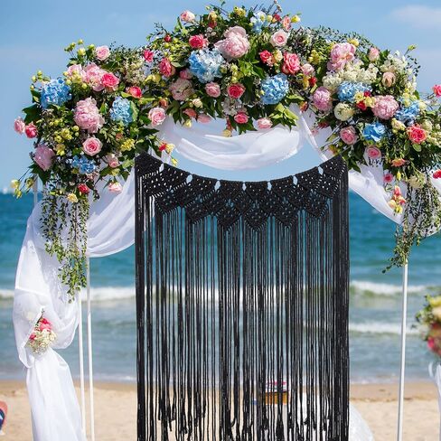 Moslovstar Macrame Wall Hanging Beige Boho Chic Woven Tapestry Tassel Art Wall Decor for Festival Wedding Party Backdrop, 35" W by 45" L in Saudi Arabia