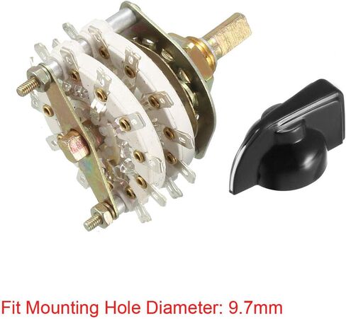 uxcell 6P3T 6 Pole 3 Position 2 Deck Band Channel Rotary Switch Selector with Plastic Knob in Saudi Arabia