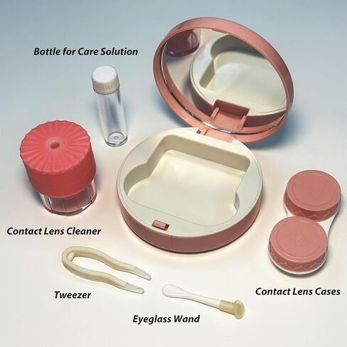 Contact Lens Case with Cleaner Washer,Contact Case with Mirror Tweezers Remover Tool Solution Bottle for Travel (Purple) in Saudi Arabia