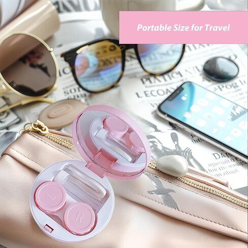 Contact Lens Case with Cleaner Washer,Contact Case with Mirror Tweezers Remover Tool Solution Bottle for Travel (Purple) in Saudi Arabia