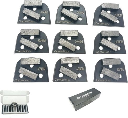 Concrete Floor Grinding Disc, Diamond Metal Grinding Shoes for Concrete Preparation, Compatible with Lavina/Onfloor Grinders, Double Bar 30/40 Grit Medium Bond, Pack of 9 in Saudi Arabia