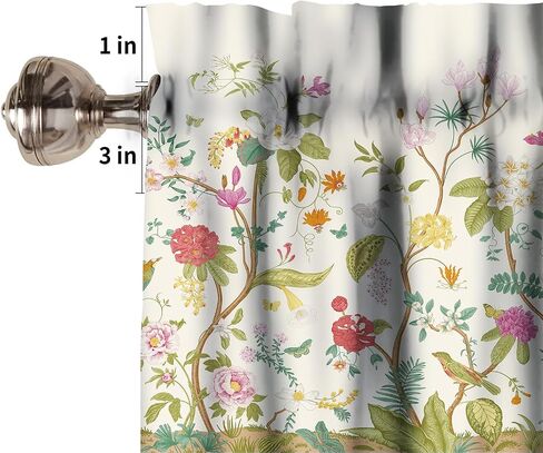 Lovely Rose Curtains, Red White Vintage Rose Floral Exquisite Decorative Short Valances Rod Pocket Window Treatments Kitchen/Bedroom/Living Room/Bathroom,1 Panel, 54x18 inches in Saudi Arabia