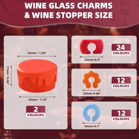 سحر زجاج النبيذ مع سدادة النبيذ 50 جهاز كمبيوتر شخصى، سحر النبيذ سيليكون الصف الغذاء، علامات شرب قابلة لإعادة الاستخدام، علامات شرب زجاج النبيذ للحفلات، عيد الميلاد، حفلات الزفاف نظارات النبيذ وكؤوس النار in Kuwait