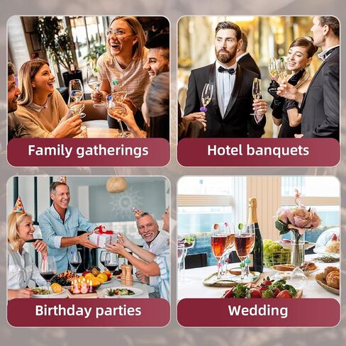 سحر زجاج النبيذ مع سدادة النبيذ 50 جهاز كمبيوتر شخصى، سحر النبيذ سيليكون الصف الغذاء، علامات شرب قابلة لإعادة الاستخدام، علامات شرب زجاج النبيذ للحفلات، عيد الميلاد، حفلات الزفاف نظارات النبيذ وكؤوس النار in Kuwait