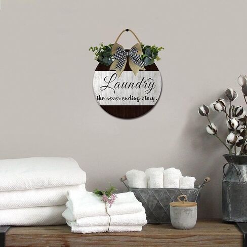 Laundry The Never Ending Story Sign Rustic Wooden Plaque Wreaths for Wall Door Funny Decor Vintage Hanging Room Wash House Farmhouse 12IN in Saudi Arabia