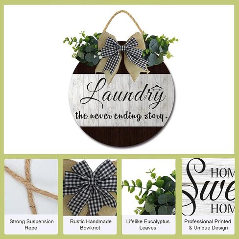 Laundry The Never Ending Story Sign Rustic Wooden Plaque Wreaths for Wall Door Funny Decor Vintage Hanging Room Wash House Farmhouse 12IN in Saudi Arabia