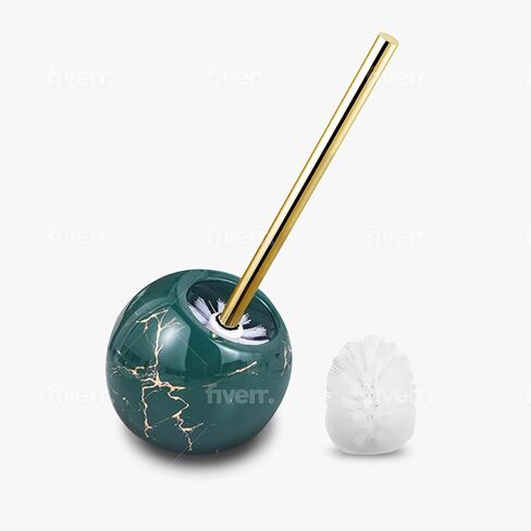 Green Toilet Brush Holder with one Extra Brush - Marble Toilet Brush - Ceramic Toilet Brush - Toilet Cleaner Brush - Bathroom Accessories - Green Toilet Brush - Easy Cleaning Toilet Brush in Saudi Arabia