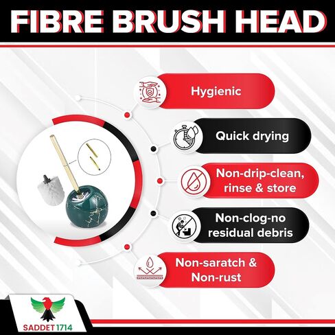 Green Toilet Brush Holder with one Extra Brush - Marble Toilet Brush - Ceramic Toilet Brush - Toilet Cleaner Brush - Bathroom Accessories - Green Toilet Brush - Easy Cleaning Toilet Brush in Saudi Arabia
