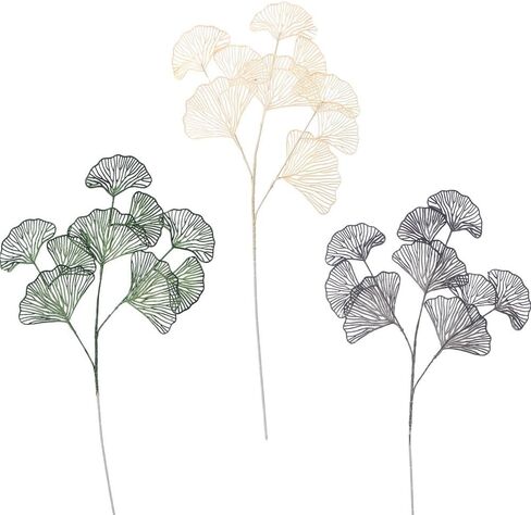 Kopida 26.37" Faux Apricot Leaf Plant 3 Forks Artificial Ginkgo Leaves Simulation Ginkgo Leaf Bushes for Indoor Outdoor Xmas Party Wedding Table Centerpiece DIY Decor,3Pcs in Saudi Arabia