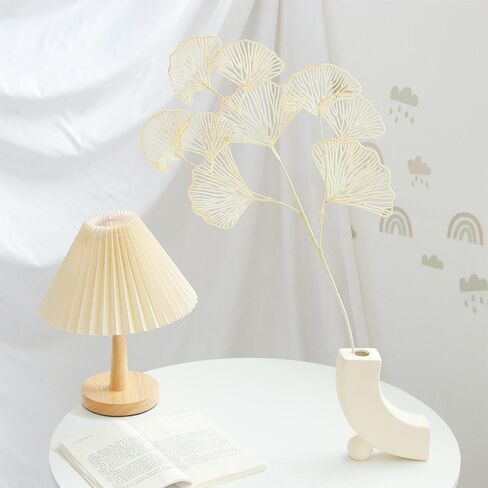 Kopida 26.37" Faux Apricot Leaf Plant 3 Forks Artificial Ginkgo Leaves Simulation Ginkgo Leaf Bushes for Indoor Outdoor Xmas Party Wedding Table Centerpiece DIY Decor,3Pcs in Saudi Arabia