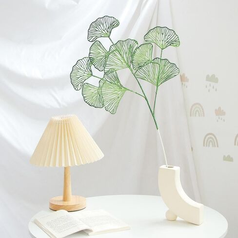 Kopida 26.37" Faux Apricot Leaf Plant 3 Forks Artificial Ginkgo Leaves Simulation Ginkgo Leaf Bushes for Indoor Outdoor Xmas Party Wedding Table Centerpiece DIY Decor,3Pcs in Saudi Arabia