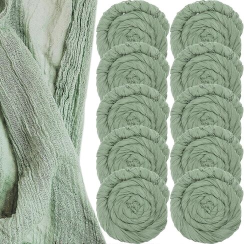 10 Pack Cheesecloth Table Runners Wide Gauze Table Runners Boho Table Runners for Bridal Shower Wedding Birthday Party Table Decorations (Green, 35 x 157 Inch) in Saudi Arabia