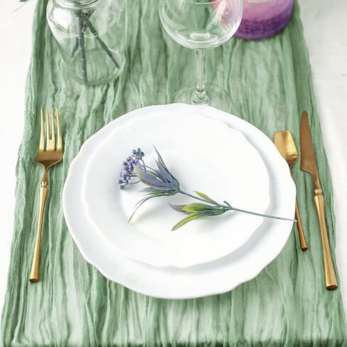10 Pack Cheesecloth Table Runners Wide Gauze Table Runners Boho Table Runners for Bridal Shower Wedding Birthday Party Table Decorations (Green, 35 x 157 Inch) in Saudi Arabia