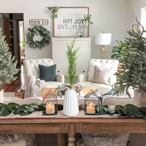 6Pcs Artificial Cypress Branches, 16.5 Inch Faux Greenery Pine Picks Long Stem Cedar Sprigs Garland Evergreen Branch for Flower Arrangements DIY Craft Decoration in Saudi Arabia