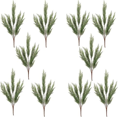 6Pcs Artificial Cypress Branches, 16.5 Inch Faux Greenery Pine Picks Long Stem Cedar Sprigs Garland Evergreen Branch for Flower Arrangements DIY Craft Decoration in Saudi Arabia