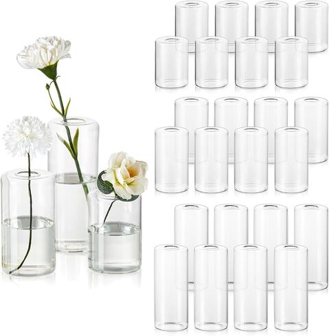 Glasseam Bud Vases in Bulk 24: Handmade Glass Vases for Centerpieces Cute Blown Small Vase for Flowers Modern Clear Flower Vase Centerpiece Cylinder for Wedding Reception Dining Table Decorations in Saudi Arabia