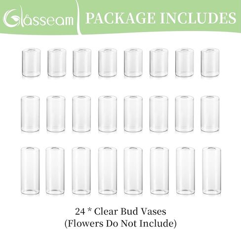 Glasseam Bud Vases in Bulk 24: Handmade Glass Vases for Centerpieces Cute Blown Small Vase for Flowers Modern Clear Flower Vase Centerpiece Cylinder for Wedding Reception Dining Table Decorations in Saudi Arabia