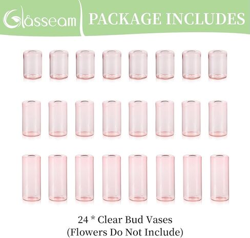 Glasseam Bud Vases in Bulk 24: Handmade Glass Vases for Centerpieces Cute Blown Small Vase for Flowers Modern Clear Flower Vase Centerpiece Cylinder for Wedding Reception Dining Table Decorations in Saudi Arabia