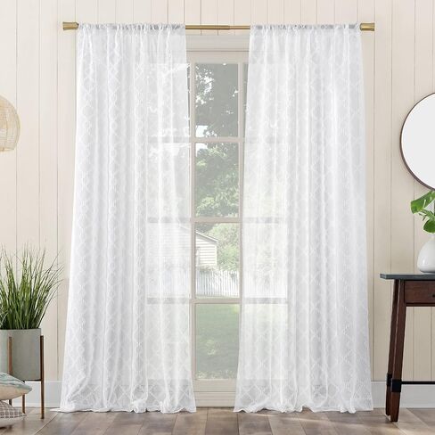 رقم 918 لوحة ستارة جيب قضيبية شبه شفافة مقصوصة هندسيًا من Tina، مقاس 50 بوصة × 63 بوصة، باللون الأبيض in Kuwait