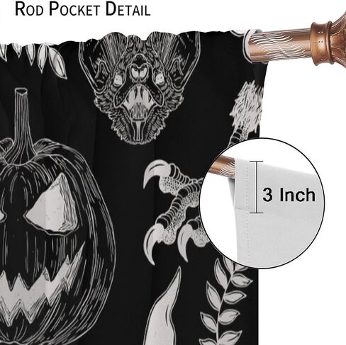 JESTRONRY Halloween Spooky Curtains, Magic Witch Pumpkin Horror Skull Spooky Boho Style Window Treatments Curtains for Living Room Bedroom Halloween Decor 42x45in in Kuwait