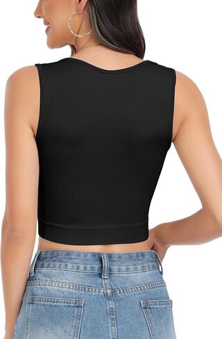 PEIQI المرأة الصيف ساحة الرقبة تانك القمم مضلع متماسكة المحاصيل القمم أكمام قمصان سليم المجهزة تمتد الأساسية سترة in Kuwait