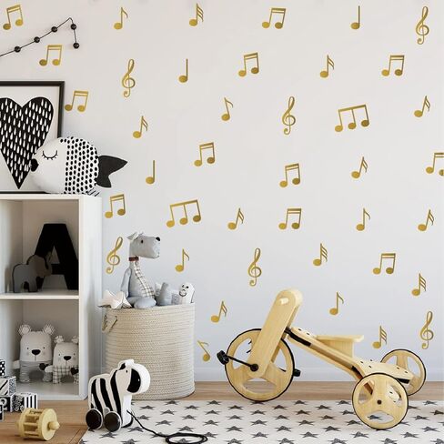 Baby Nursery Wall Decals Music Note Pattern Sticker for Kid's Bedroom Music Lover Decorate Wall Art Decal Baby Girl Boys Room Decor BK007 (Black) in Kuwait