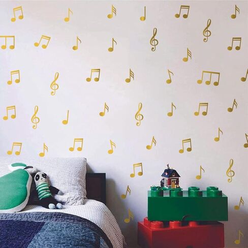 Baby Nursery Wall Decals Music Note Pattern Sticker for Kid's Bedroom Music Lover Decorate Wall Art Decal Baby Girl Boys Room Decor BK007 (Black) in Kuwait